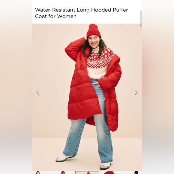 Old Navy Jackets & Blazers - NWT OLD NAVY Water-Resistant Long Hooded Puffer Coat Robbie Red plus 4X Jacket